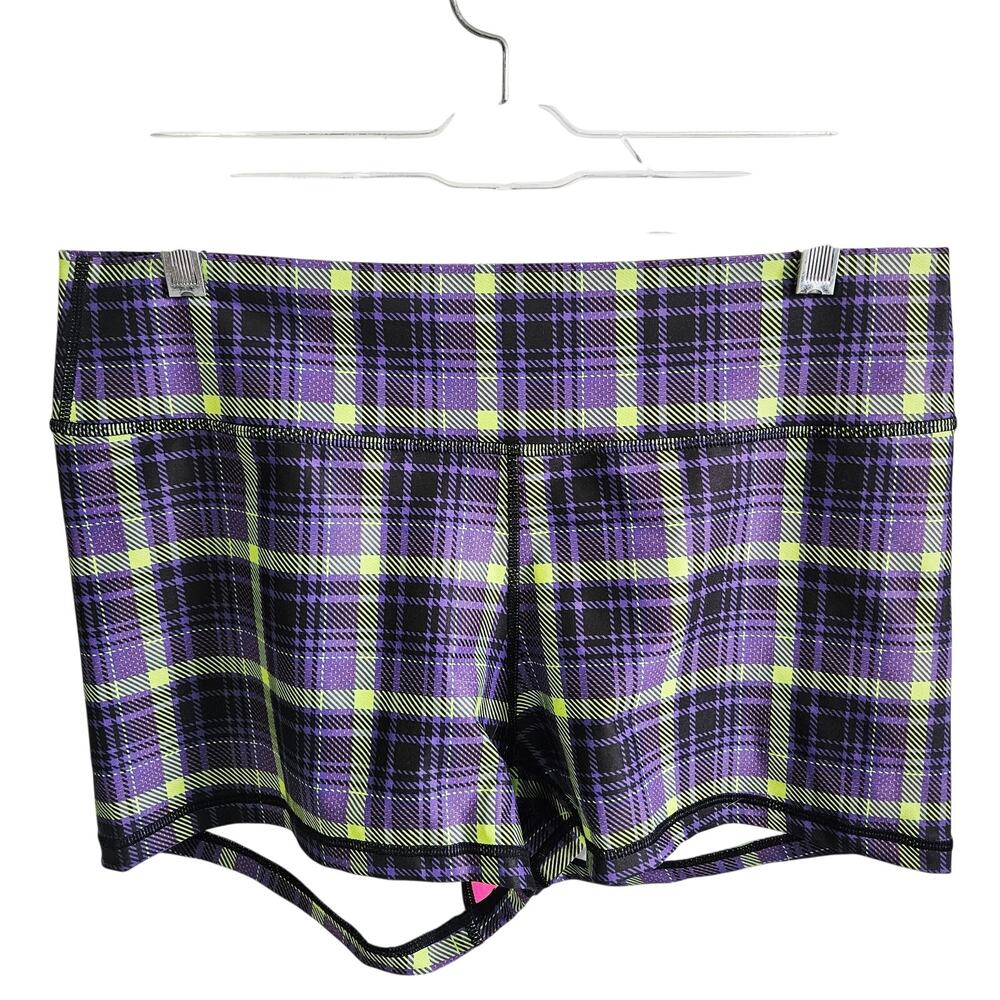 Peachy Athletic Serenity Shorts Purple Black Plaid Print Grunge Alternative Punk